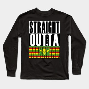 Straight Outta Makawao Maui Hawai'i Kanaka Maoli Flag by Hawaii Nei All Day Long Sleeve T-Shirt